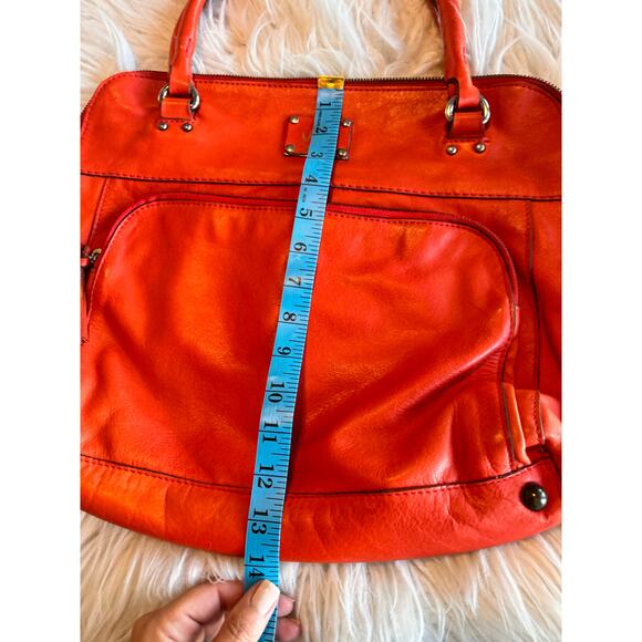 Velez‎ Women's Leather Shoulder Handbag Classic Minimalist Teacher Orange - Picture 11 of 14